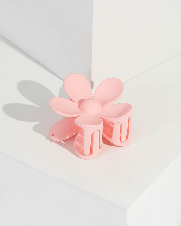 Pink Large Flower Matte Claw Clip | Hair Accessories