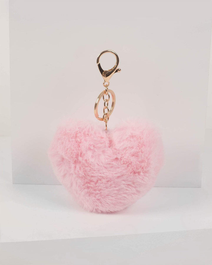 Pink Large Fluffy Heart Keyring | Accessories