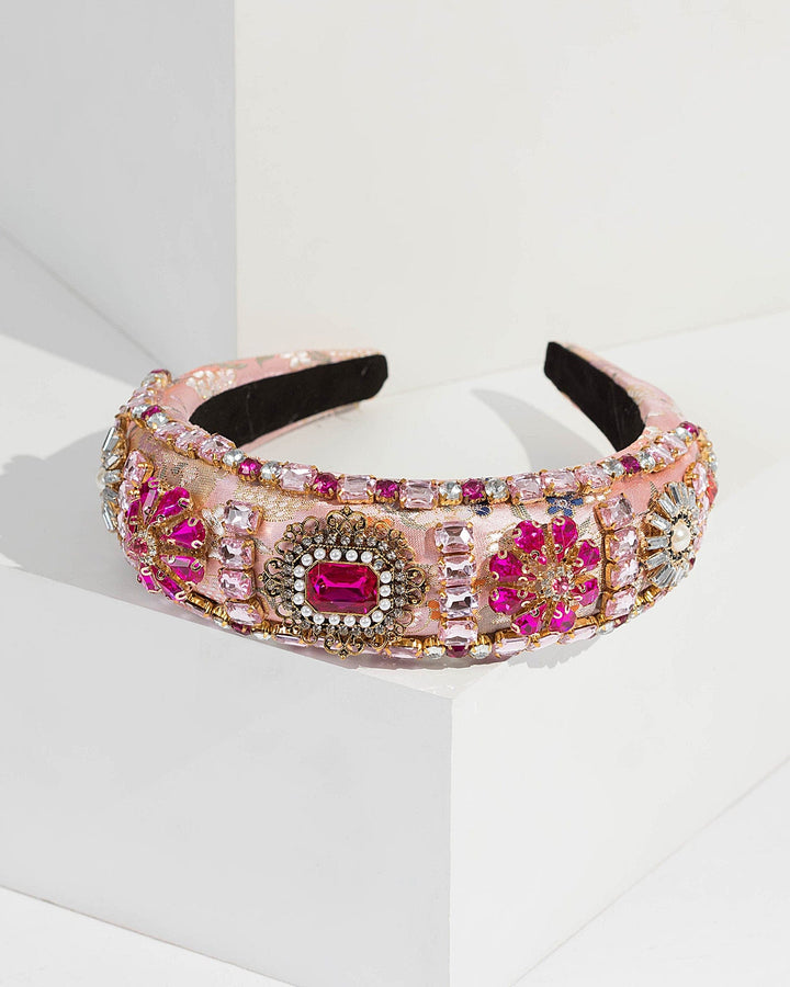 Pink Large Statement Crystal Headband | Hair Accessories