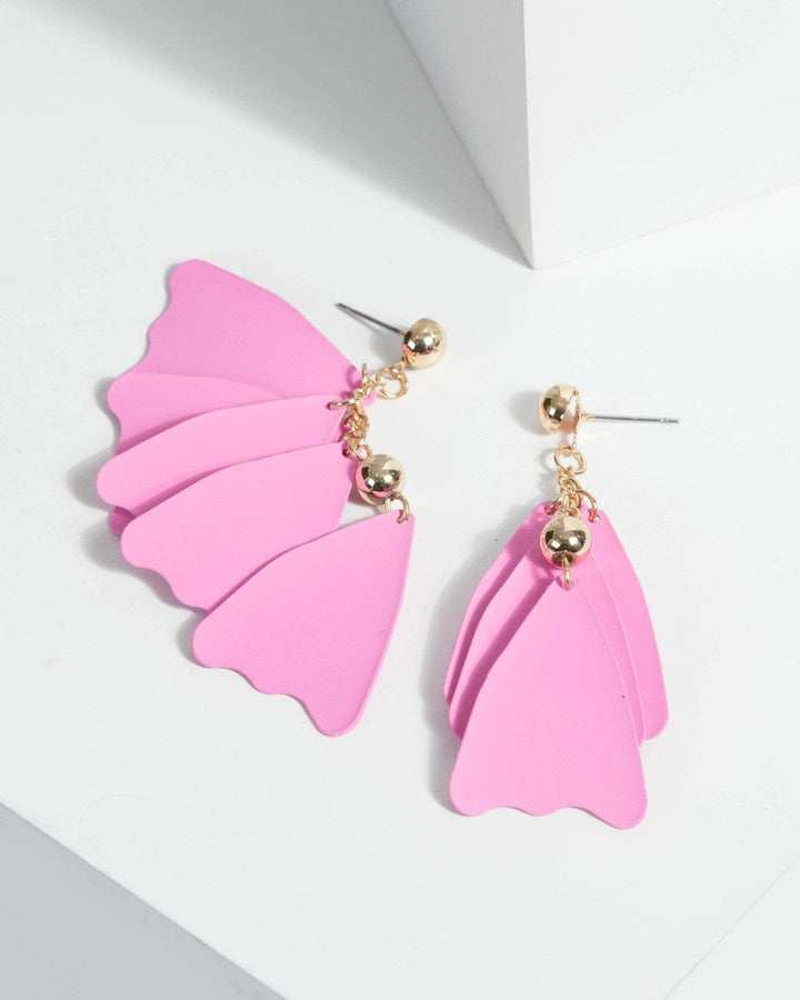 Pink Layered Floral Drop Earrings | Earrings