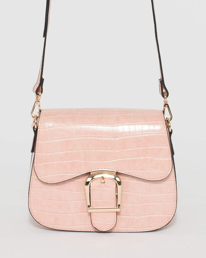 Pink Lindsay Buckle Crossbody Bag | Crossbody Bags