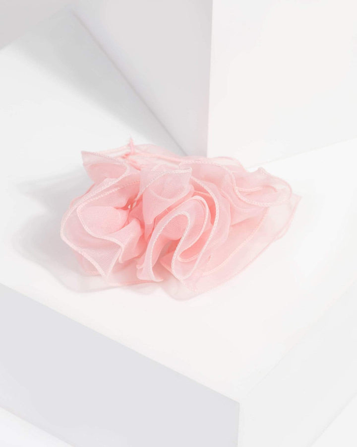 Pink Lined Organza Scrunchie | Hair Accessories