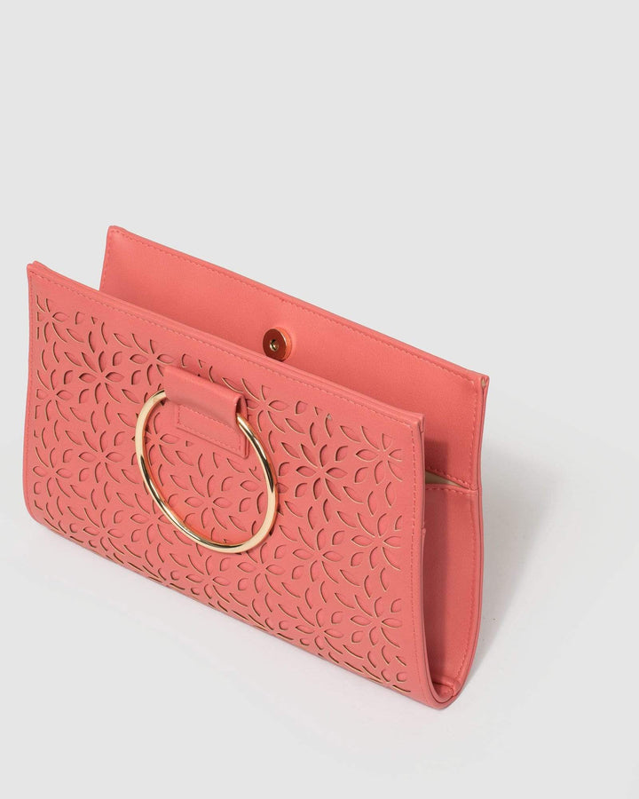 Pink Maggie Ring Punchout Clutch Bag | Clutch Bags