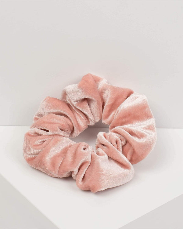 Pink Medium Velvet Hair Scrunchie | Hair Accessories