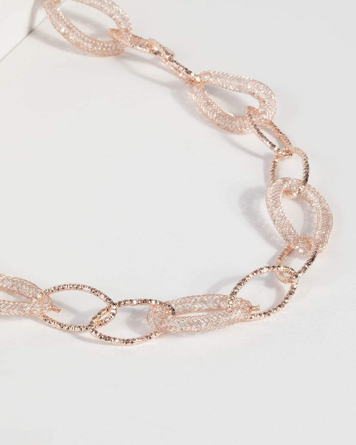 Pink Mesh Loop Chain Necklace | Necklaces