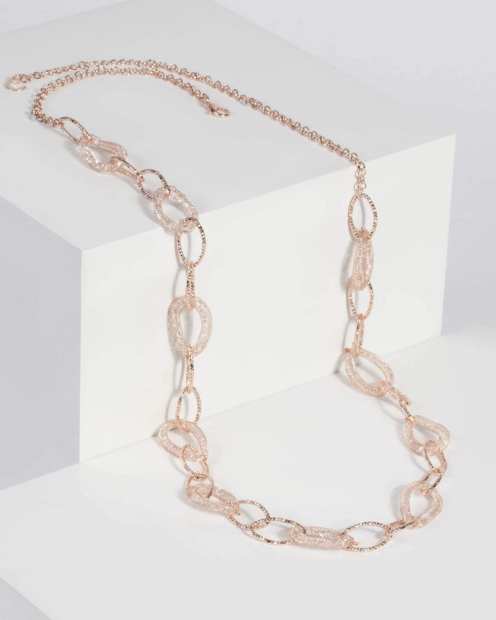 Pink Mesh Loop Chain Necklace | Necklaces
