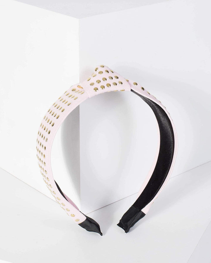 Pink Metal Stud Knotted Headband | Accessories