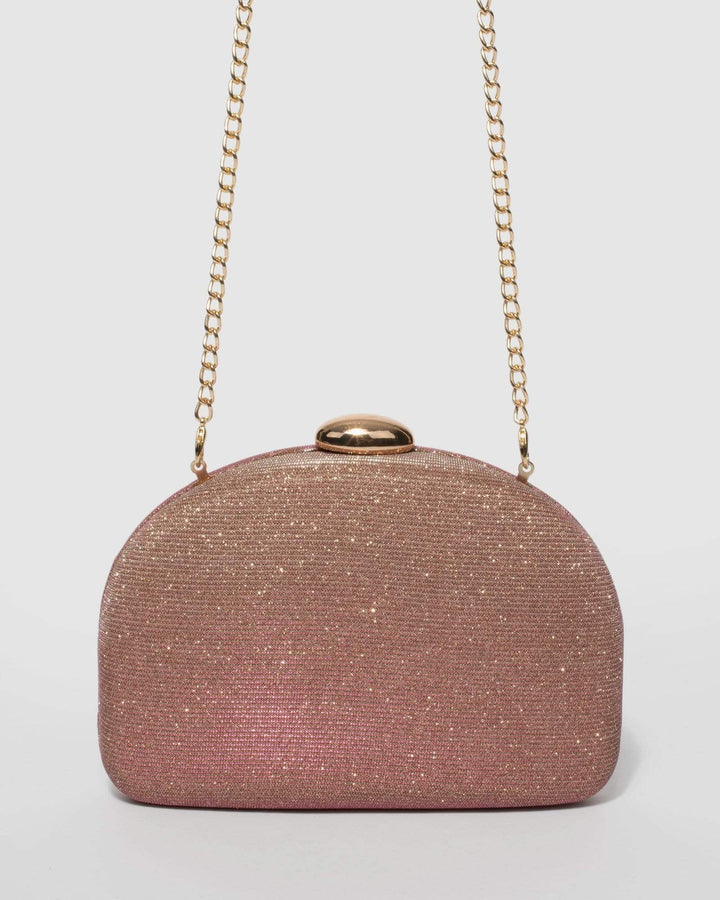 Pink Mia Glitter Clutch Bag | Clutch Bags