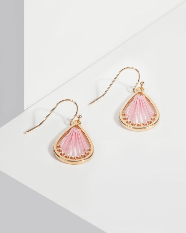 Pink Mini Teardrop Thread Earrings | Earrings