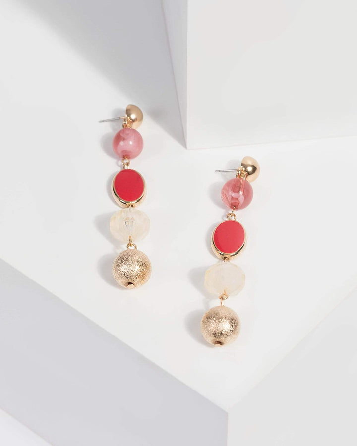 Pink Mixed Bead Drop Earrings | Earrings