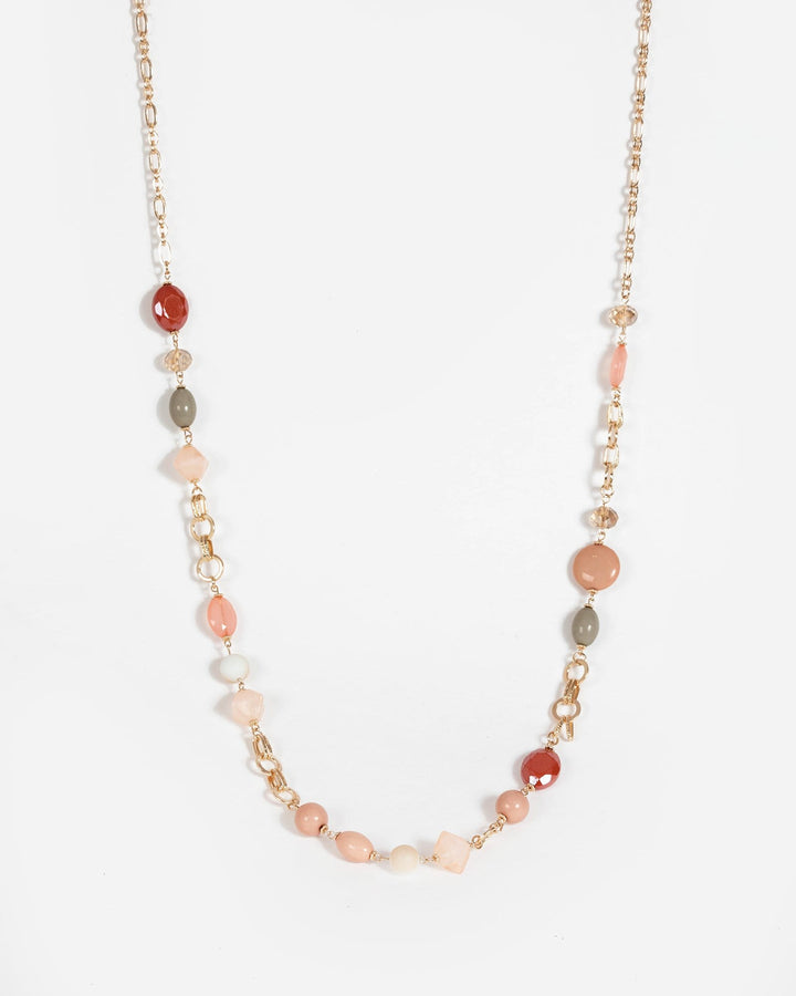 Pink Mixed Beaded Chain Necklace | Necklaces
