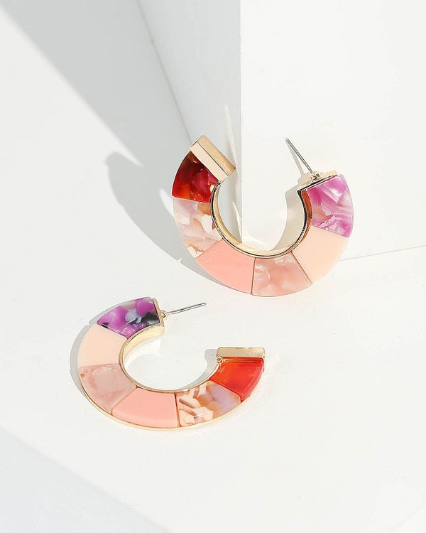 Pink Multi Acrylic Huggie Earrings | Earrings