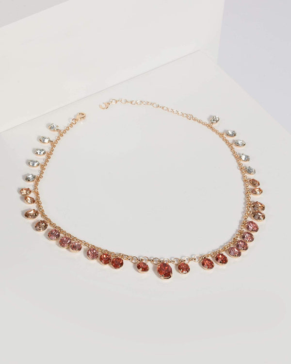 Pink Multi Beaded Chain Necklace | Necklaces