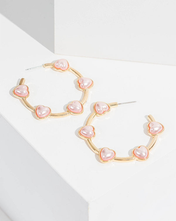 Colette by Colette Hayman Pink Multi Love Heart Hoop Earrings
