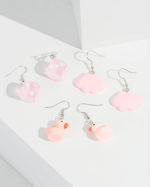 Pink Multi Pack Dice And Duck Earrings | Earrings
