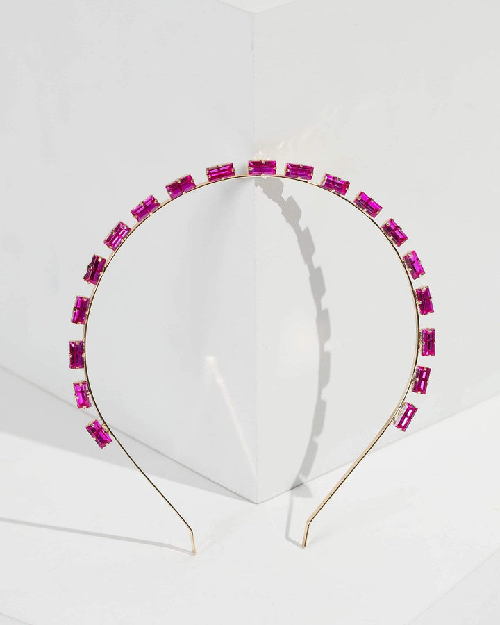 Pink Multi Rectangle Crystal Headband | Hair Accessories