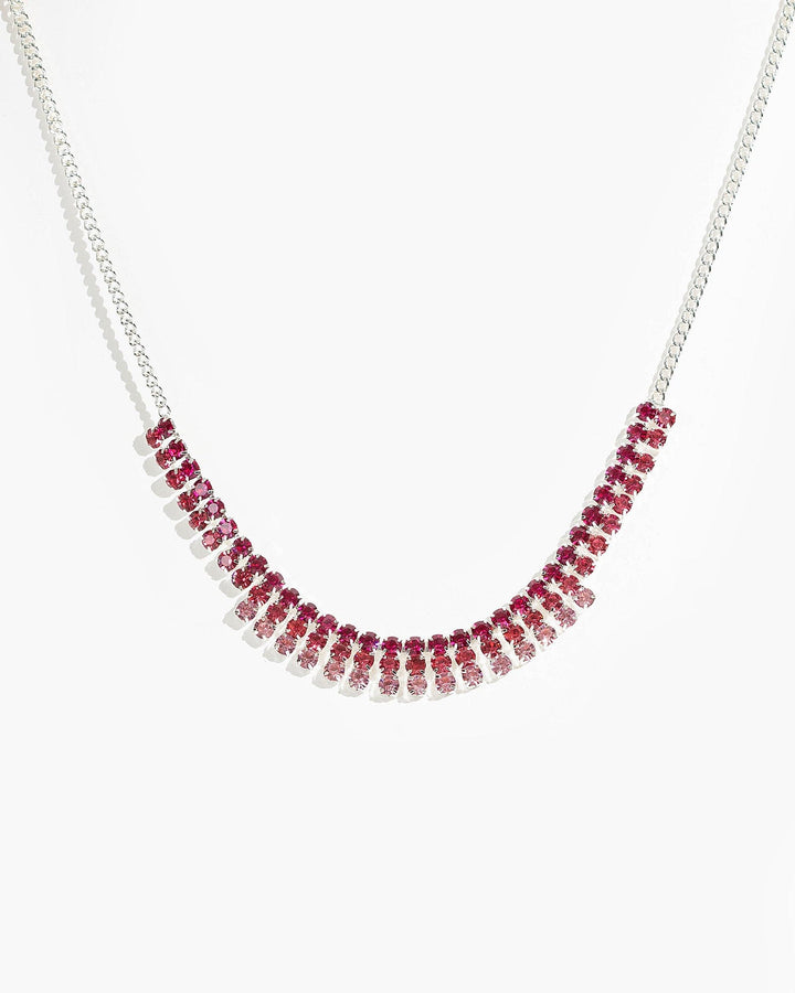 Colette by Colette Hayman Pink Multi Row Round Crystal Necklace