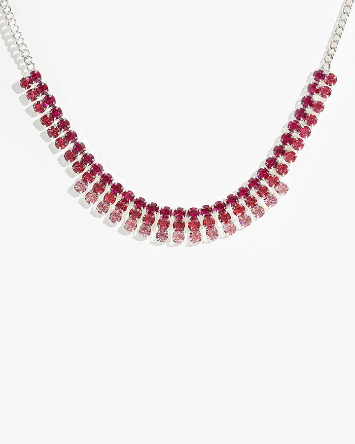 Colette by Colette Hayman Pink Multi Row Round Crystal Necklace