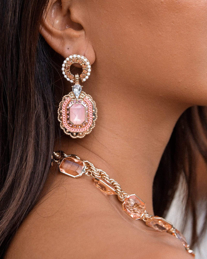 Colette by Colette Hayman Pink Multi Textured Crystal Drop Earrings