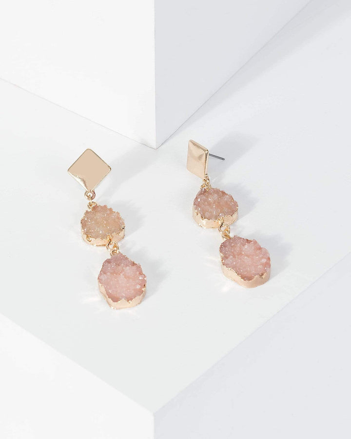 Pink Multi Textured Shape Drop Earrings | Earrings