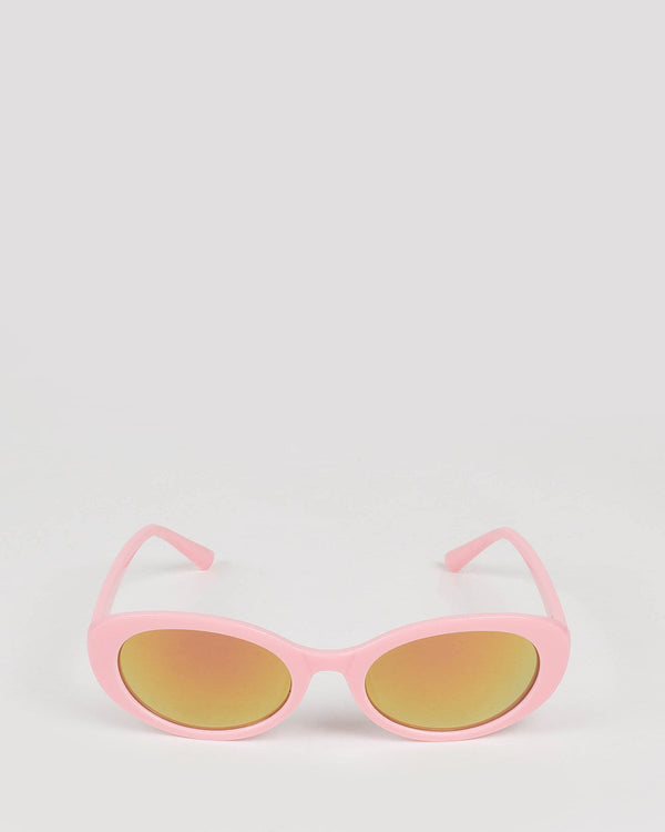 Pink Narrow Oval Framed Sunglasses | Sunglasses