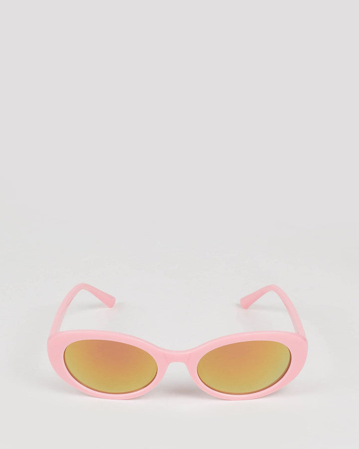Pink Narrow Oval Framed Sunglasses | Sunglasses