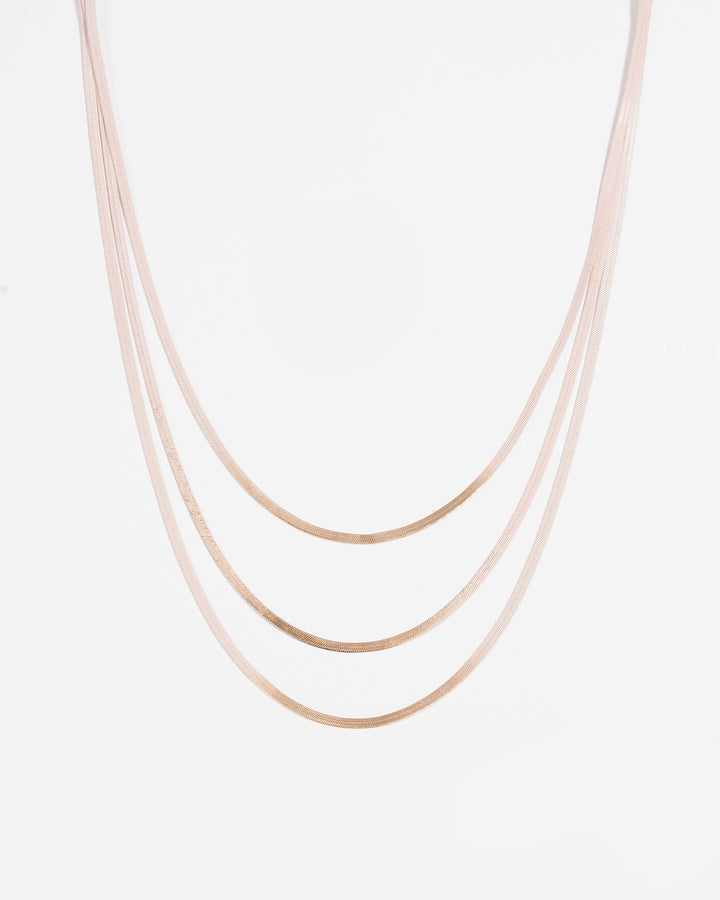 Pink Ombre Flat Chain Layered Necklace | Necklaces