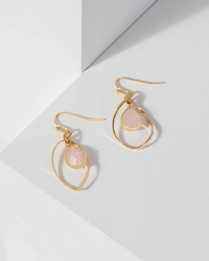 Pink Open Teardrop Crystal Drop Earrings | Earrings