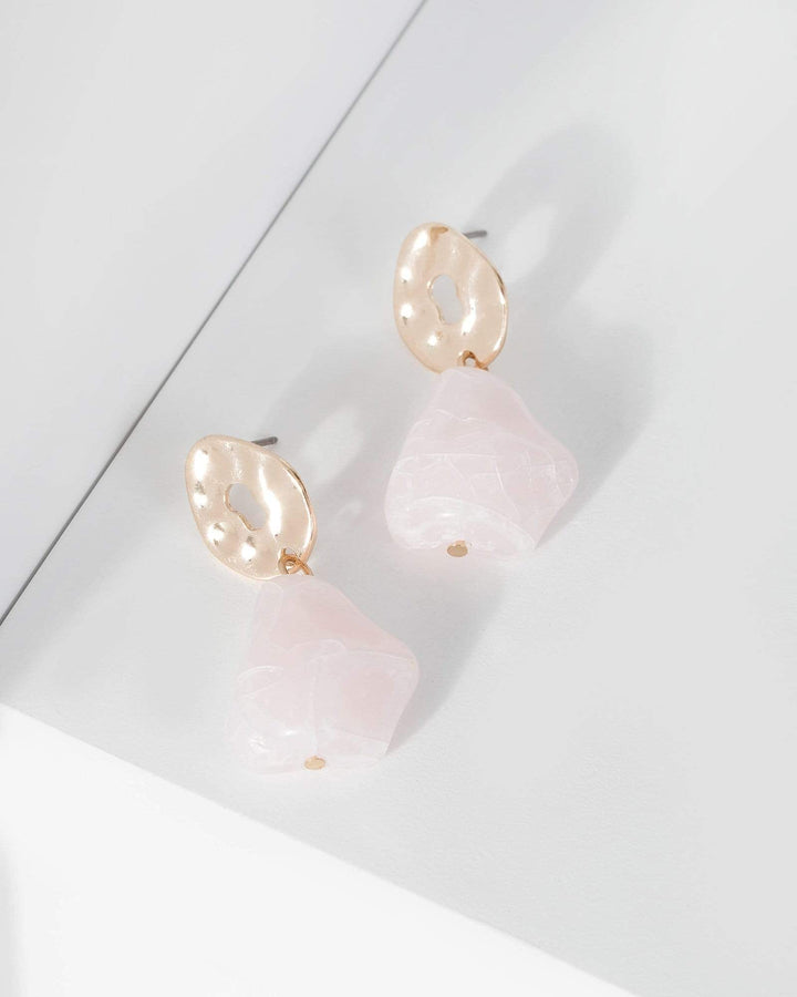 Pink Organic Stone Drop Earrings | Earrings