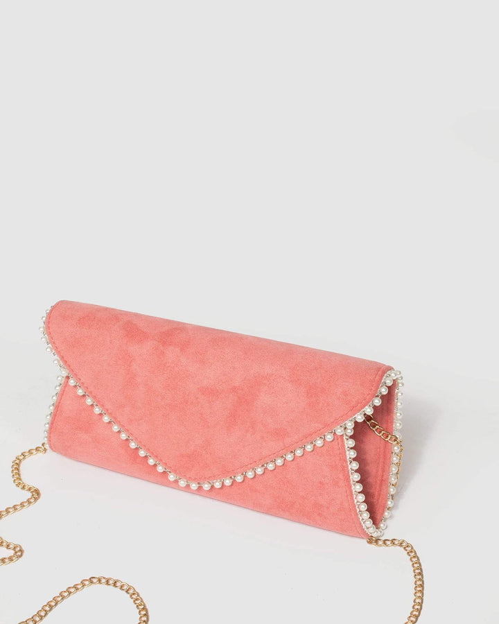 Pink Oriana Pearl Clutch Bag | Clutch Bags