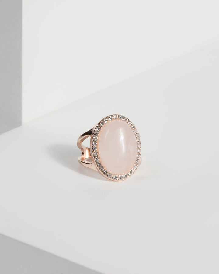 Pink Oval Pave Crystal Ring | Rings