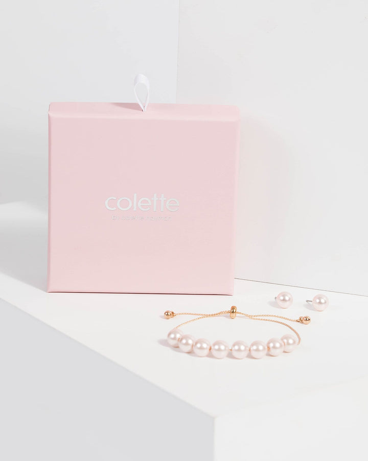 Pink Pearl Matching Necklace and Earring Set | Necklaces