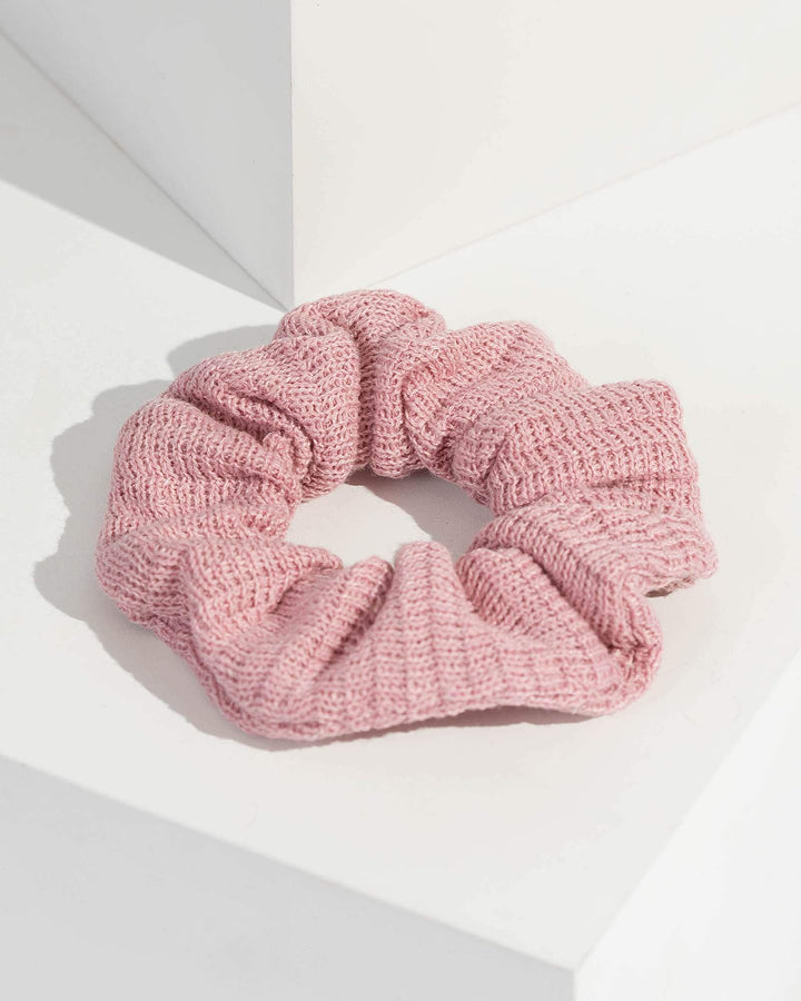 Pink Plain Knitted Scrunchie | Hair Accessories