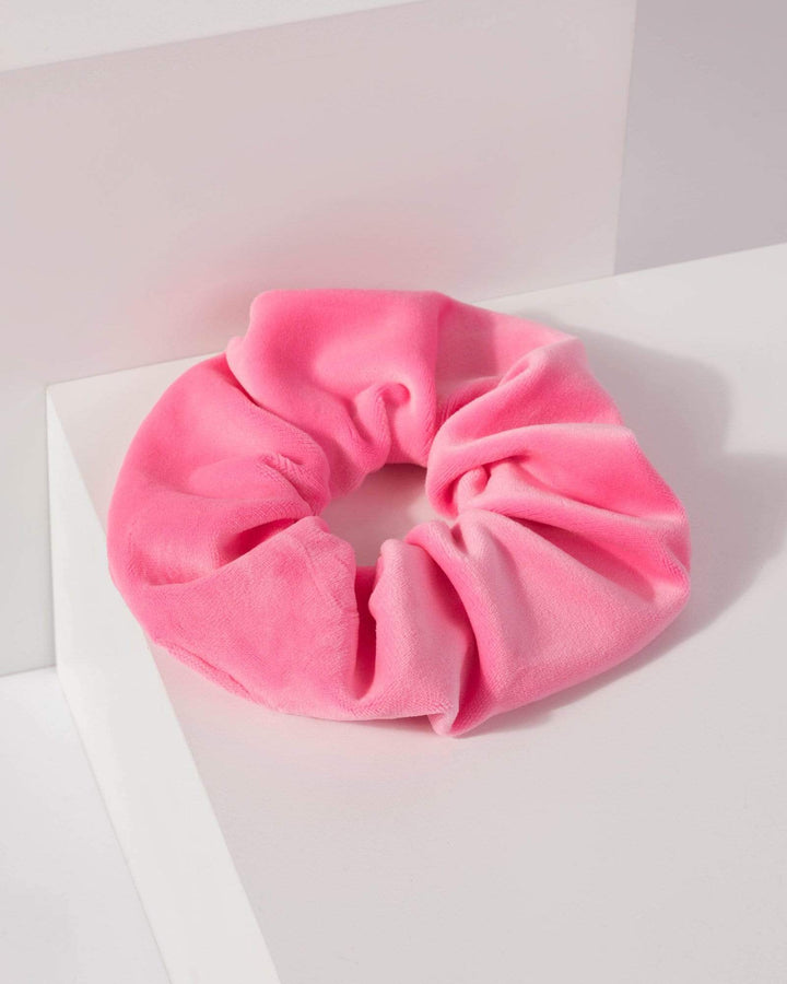 Pink Plain Velvet Scrunchie | Accessories