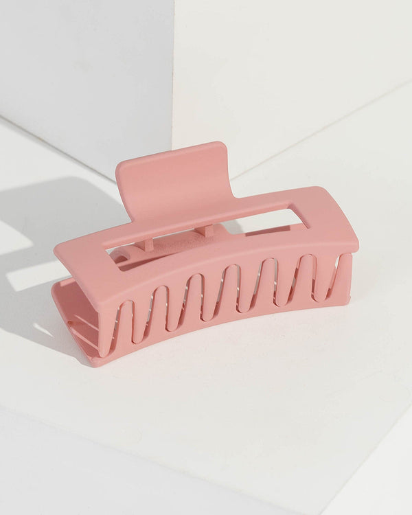Pink Rectangle Matte Claw Clip | Hair Accessories