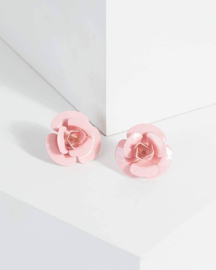 Pink Rose Felt Stud Earrings | Earrings