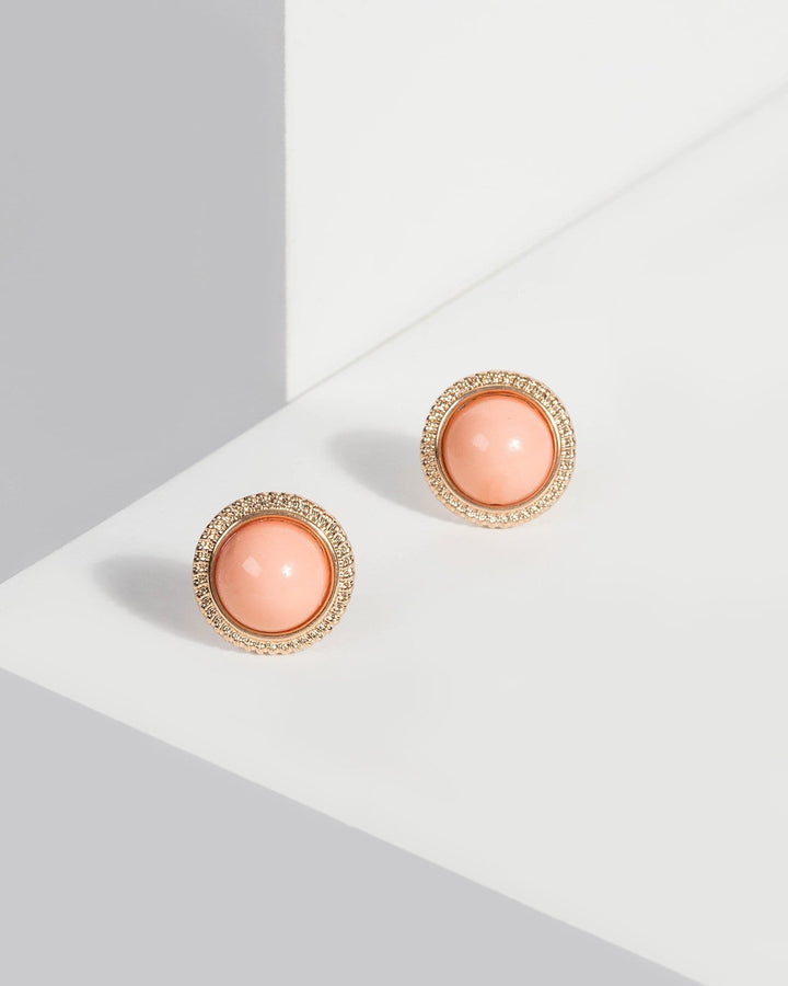 Pink Round Stud Coloured Cent Earrings | Earrings