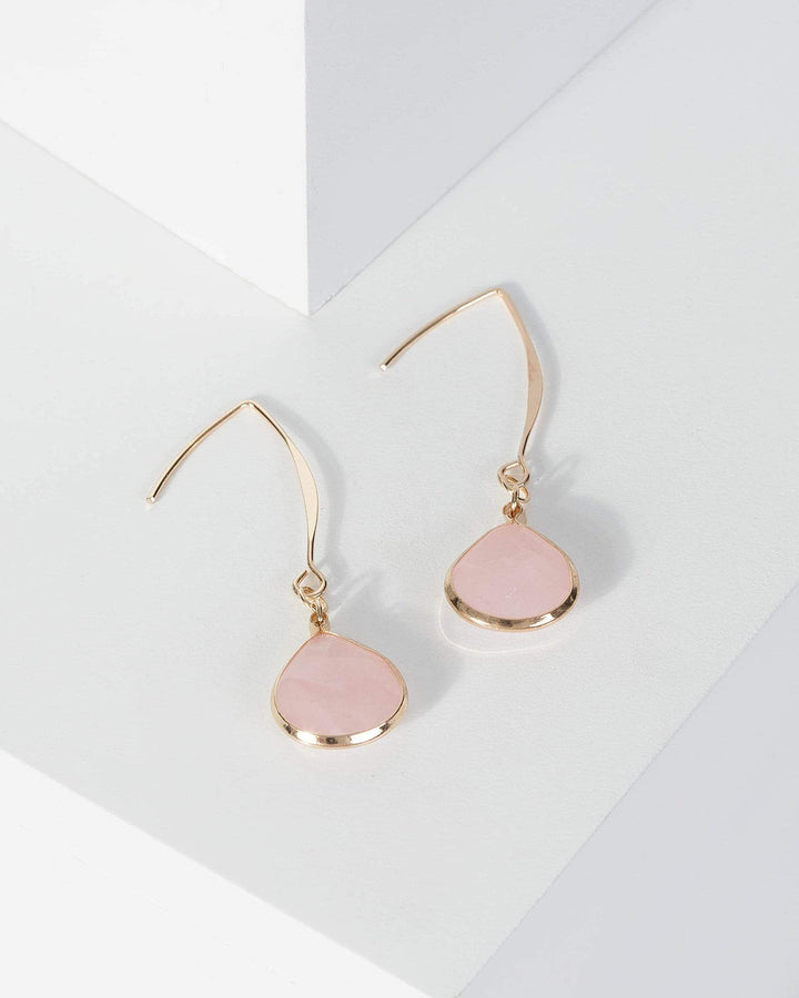 Pink Rounded Teardrop Crystal Drop Earrings | Earrings