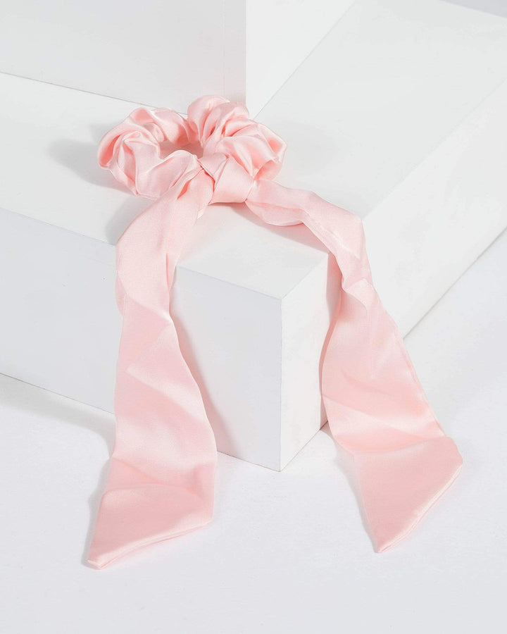 Pink Satin Bow Scrunchie | Accessories