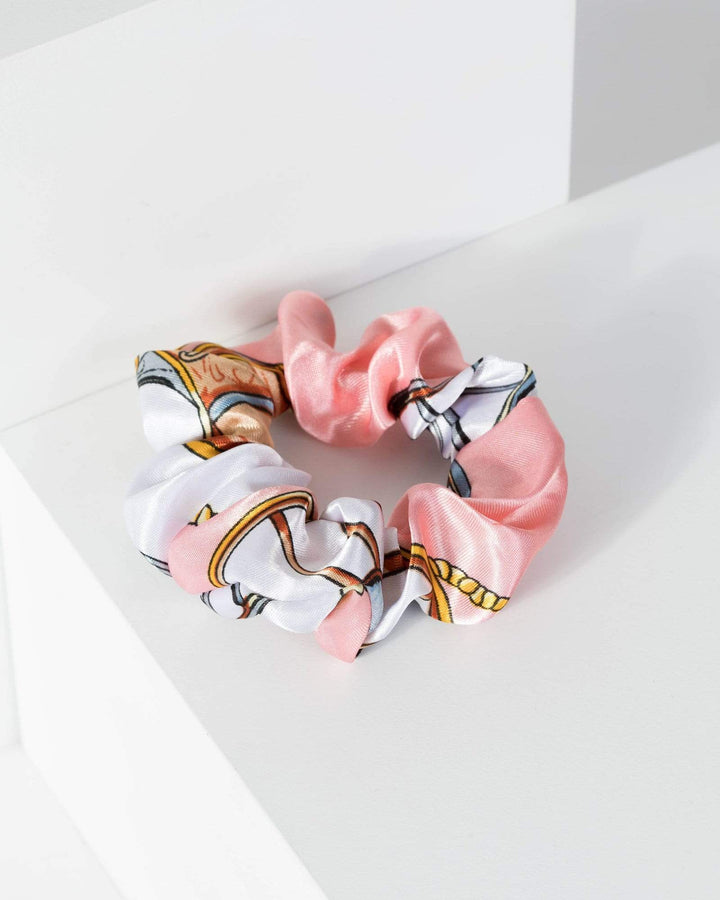 Pink Satin Sailor Print Scrunchie | Accessories