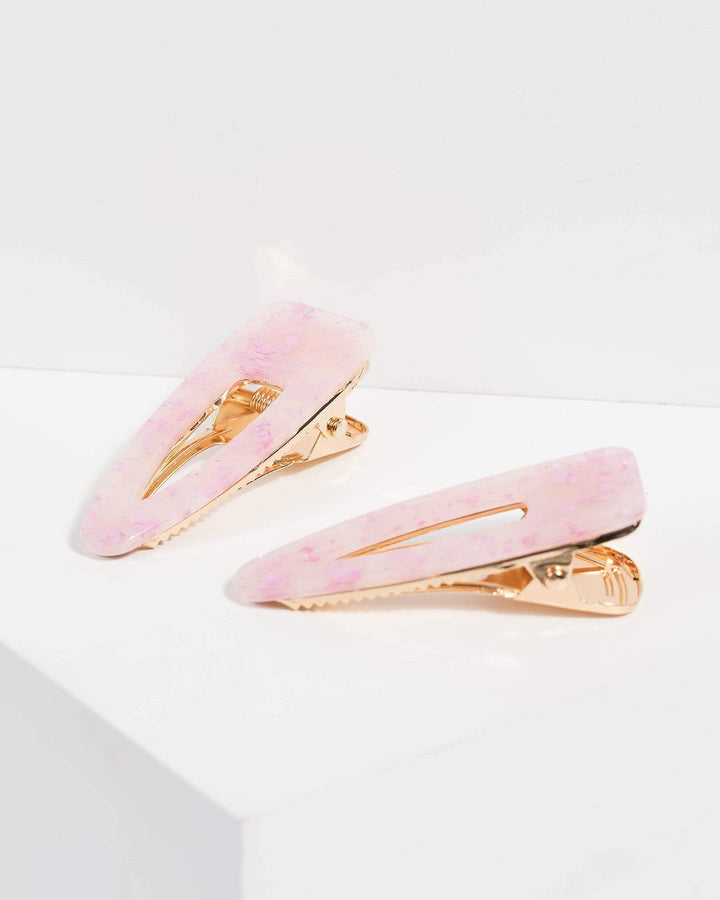 Pink Small Speckled Acrylic Clips | Hair Accessories