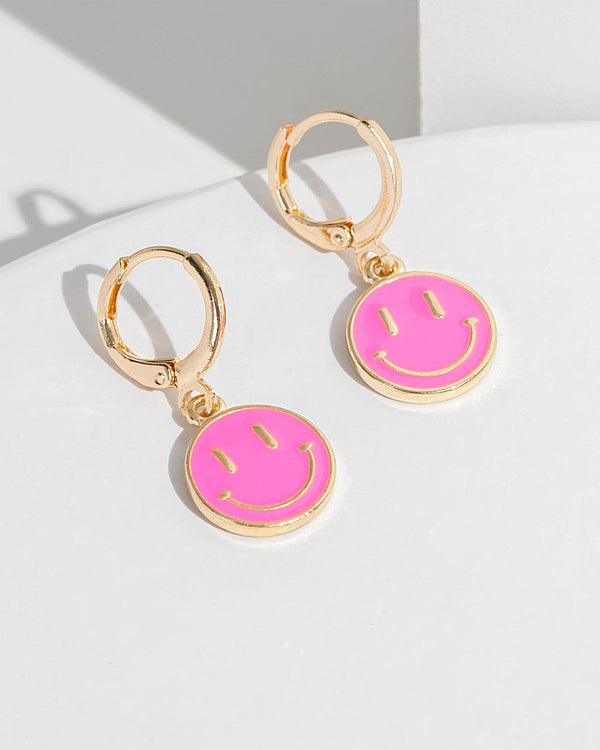 Colette by Colette Hayman Pink Smiley Hoop Earrings