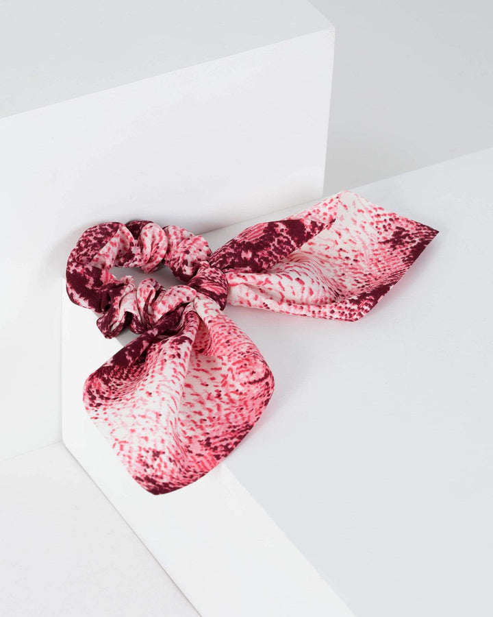 Pink Snake Print Effect Tie Scrunchie | Accessories