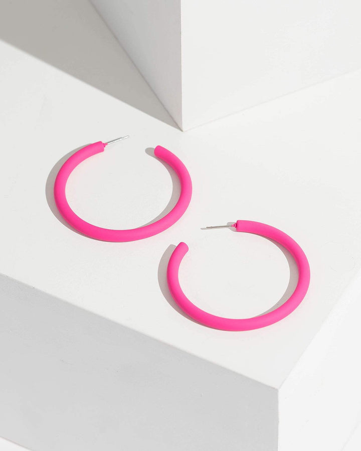 Colette by Colette Hayman Pink Solid Matte Hoop Earrings