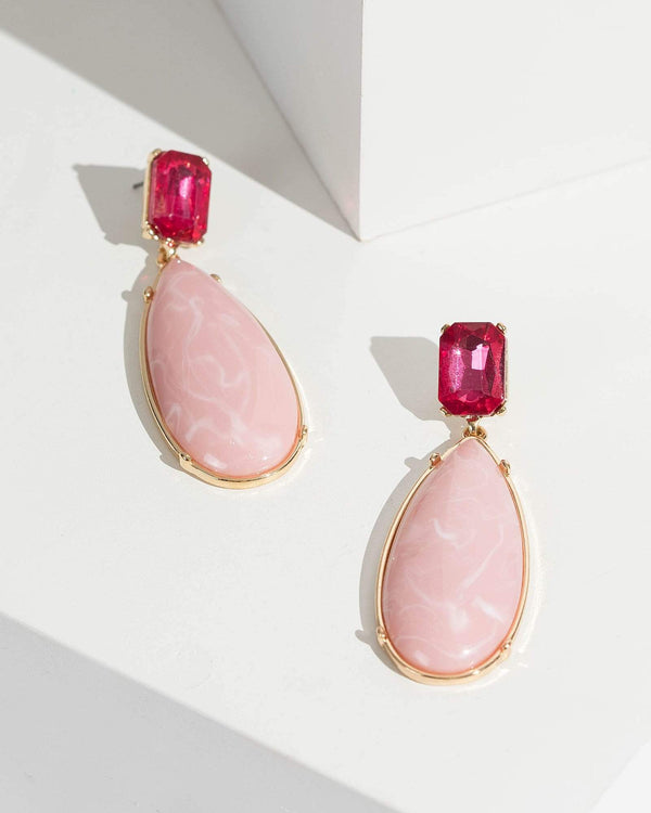 Colette by Colette Hayman Pink Swirl Stone Effect Drop Earrings