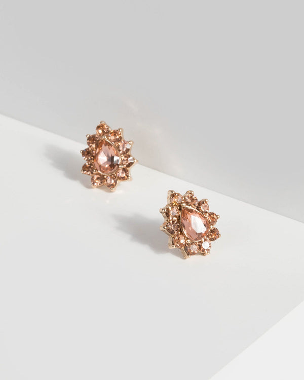 Pink Tear Drop Crystal Earrings | Earrings