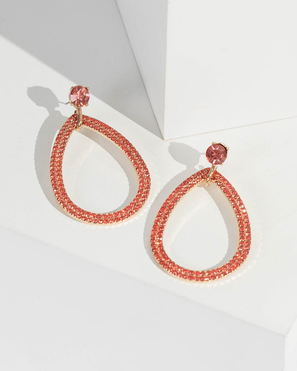 Pink Teardrop Chain Drop Earrings | Earrings