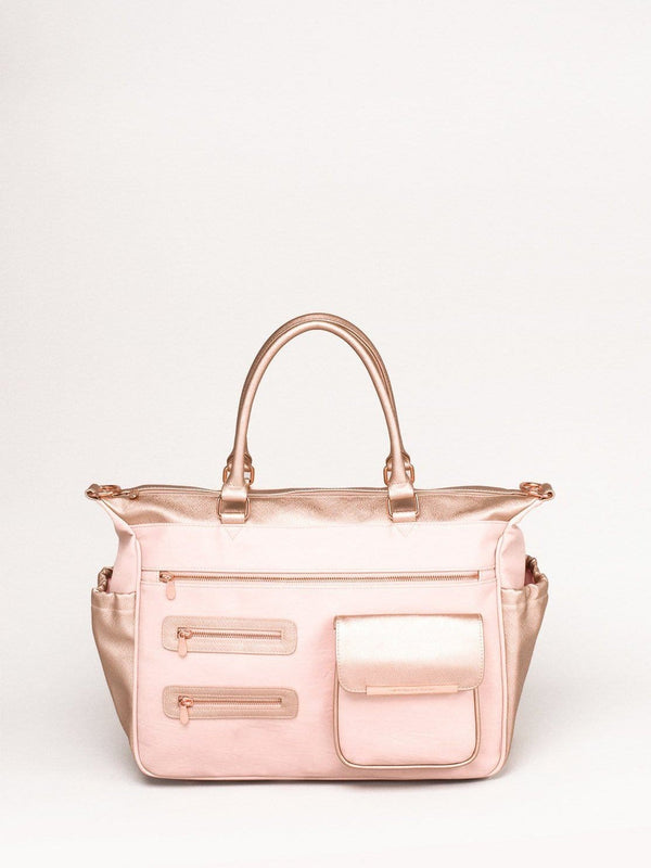 Pink Triple Zip Baby Bag With Rose Gold Hardware | Baby Bags