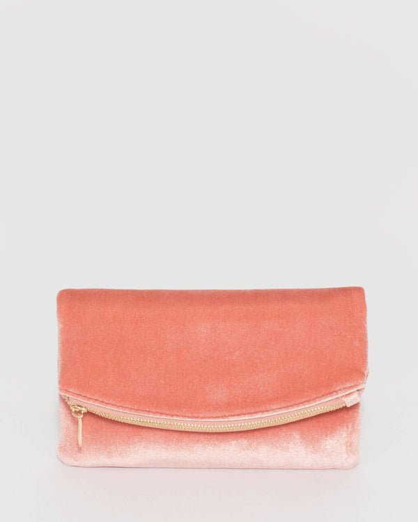 Pink Zoe Fold Over Clutch Bag | Clutch Bags