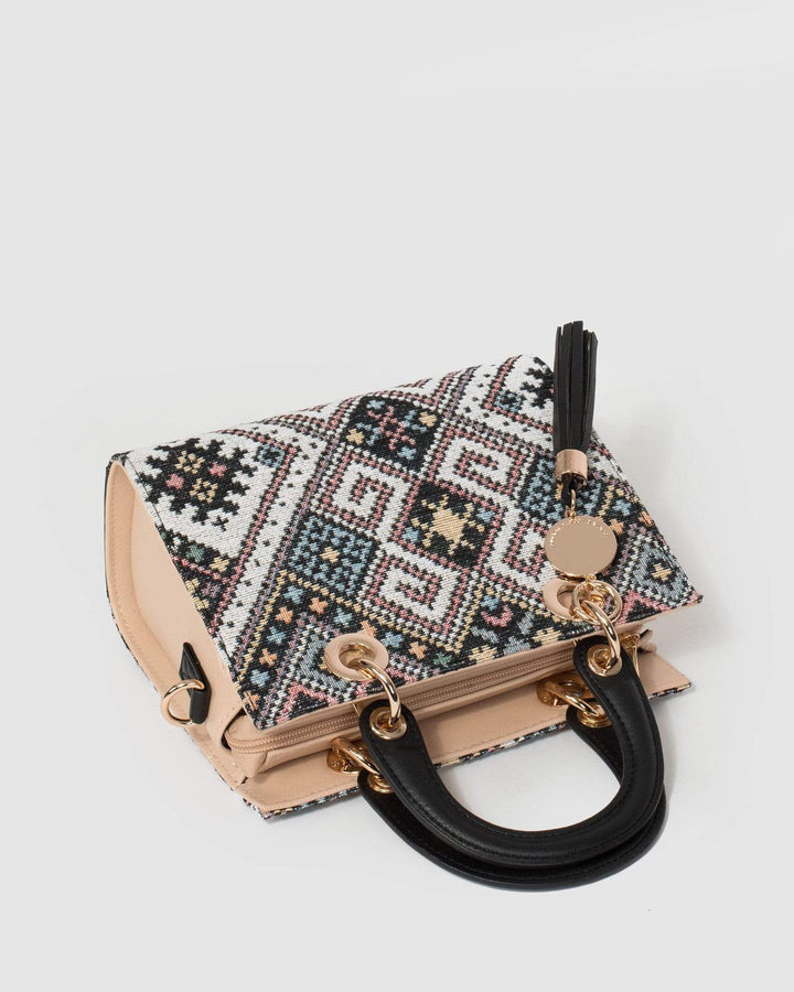 Print Ella Tassel Tote Bag | Mini Bags